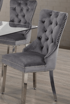 IFDCTempered Glass 7pc Dining Set with Gray Chairs T-1448 C-1260