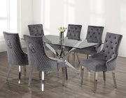 IFDCTempered Glass 7pc Dining Set with Grey Chairs T - 1448 C - 1250