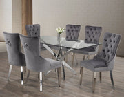 IFDCTempered Glass 7pc Dining Set with grey chairs T - 1448 C - 1260