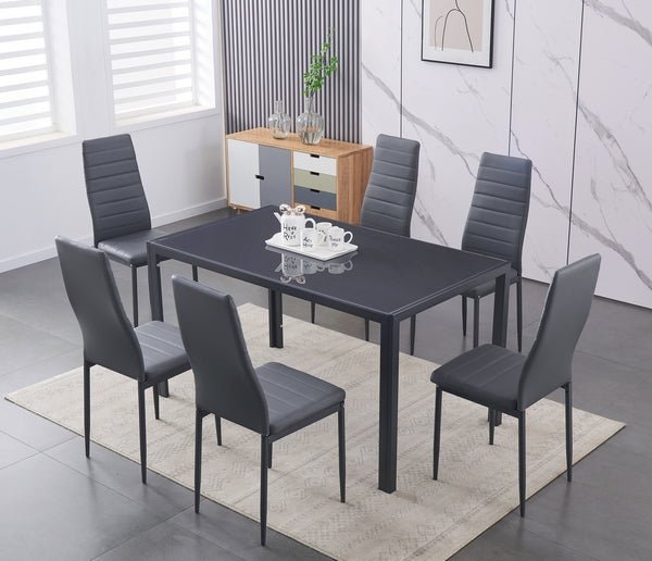 IFDCTempered Grey Glass 7pc Dining Set IF - 5051