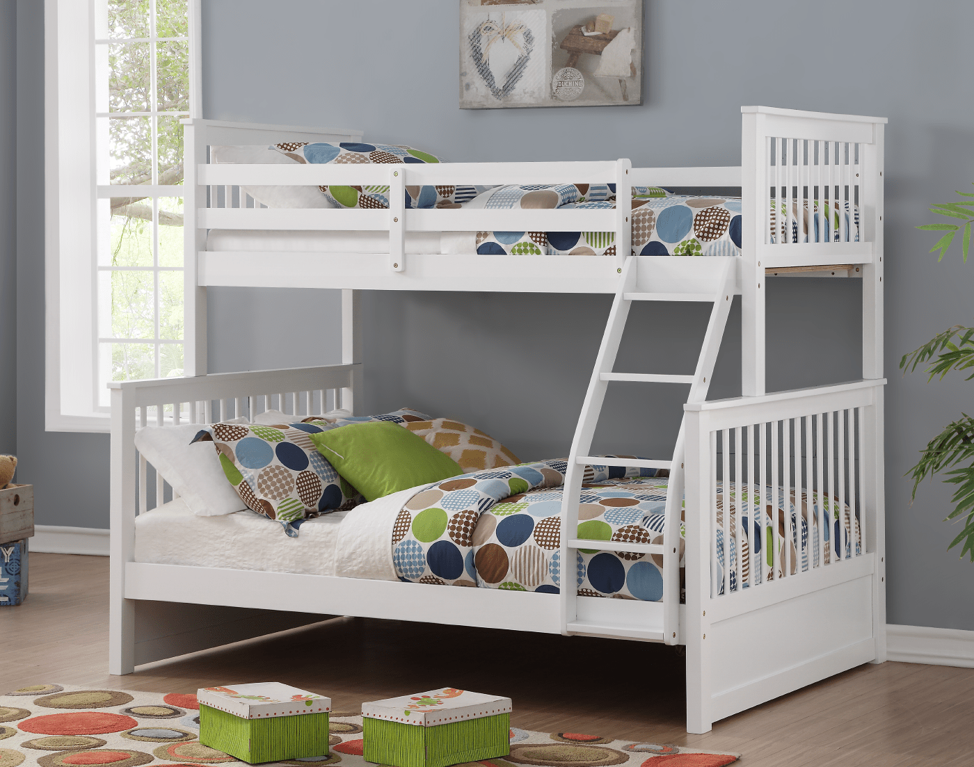 IFDCWhite Bunk Bed B - 122W (Single/Double)