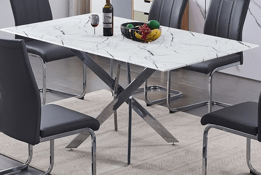 IFDCWhite Marble 7pc Dining Set T-1442 C-1879