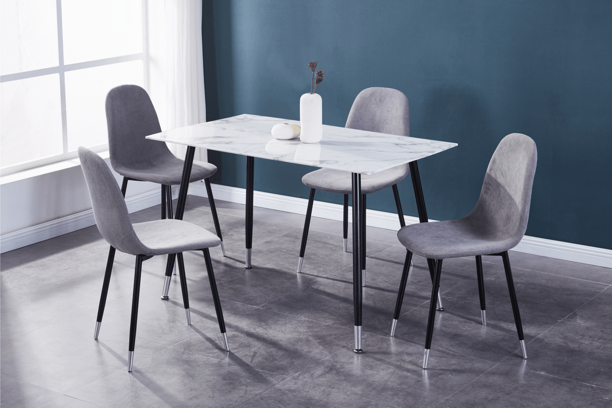 IFDCWhite Marble Glass 5Pc Dining Set T - 1580 C - 1582