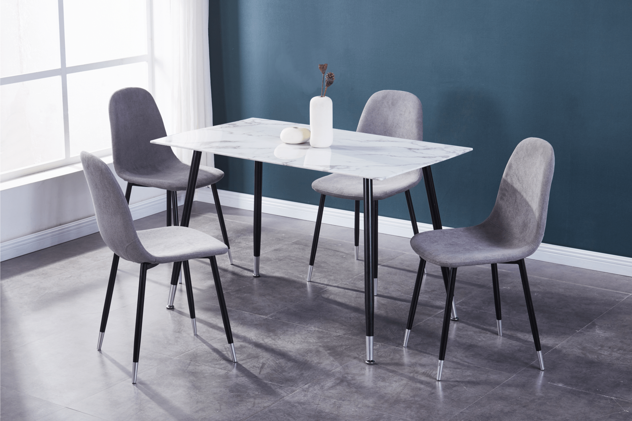 IFDCWhite Marble Glass 5Pc Dining Set T - 1580 C - 1582