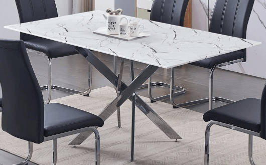 IFDCWhite Marble Glass 7pc Dining Set T-1442 C-1877