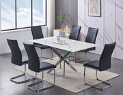 IFDCWhite Marble Glass 7pc Dining Set T - 1442 C - 1877