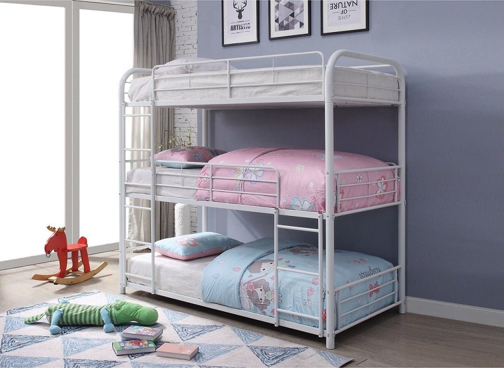 IFDCWhite Metal Triple Bunk Bed B - 505 (Single/Single/Single)