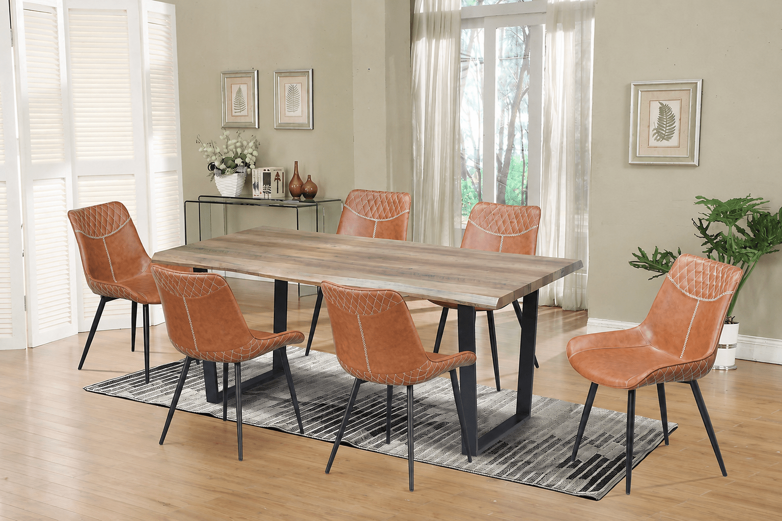 IFDCWood Table 7pc Dining Set T-1810 C-1825