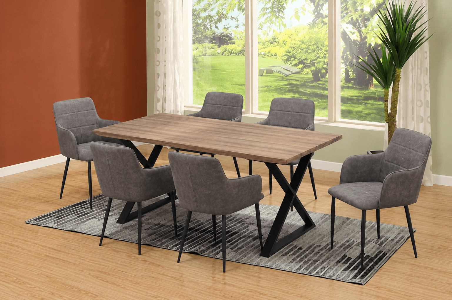 IFDCWood Table 7pc Dining Set T-1812 C-1835
