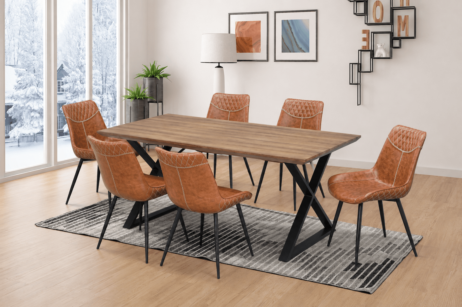 IFDCWood Table Dining Set T-1812 C-1825