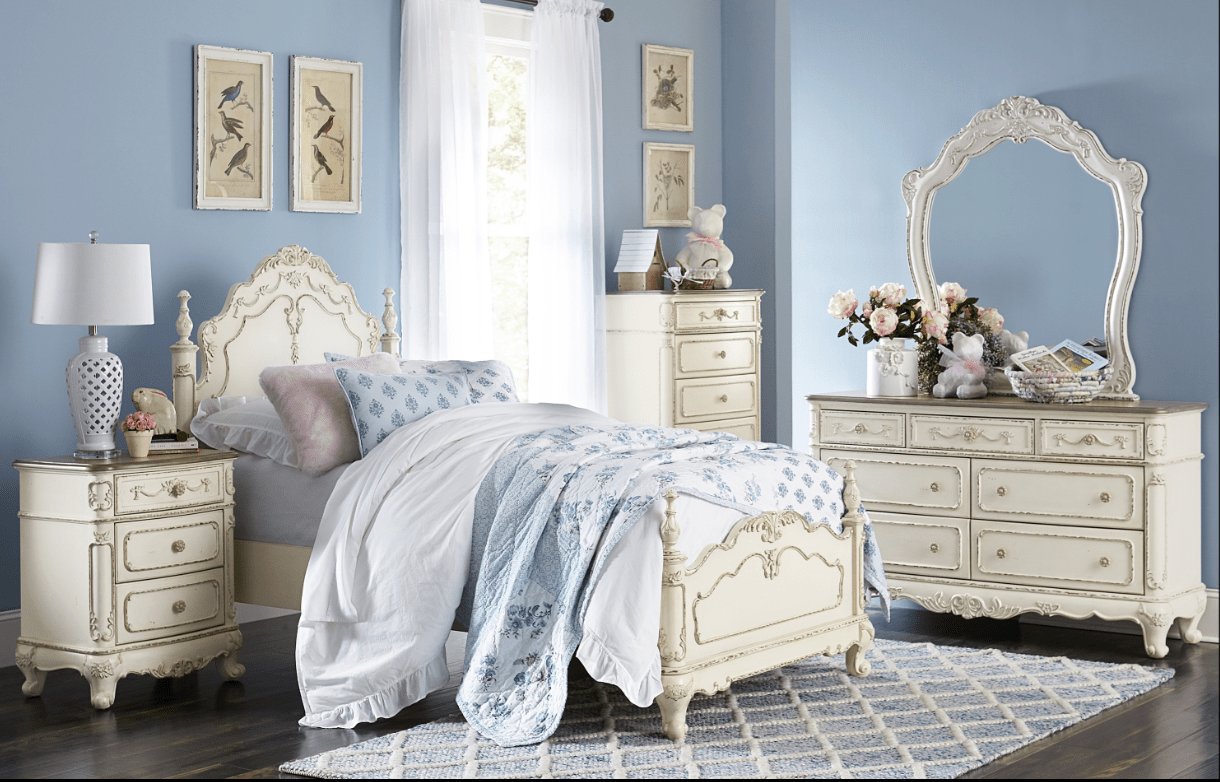 MazinMazin Cinderella 1386NW New White Bedroom