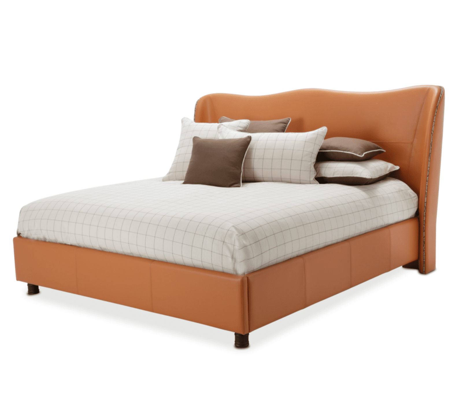 Michael Amini21 cosmopolitan orange Diablo Orange/Umber Cal King Upholstered Wing Bed