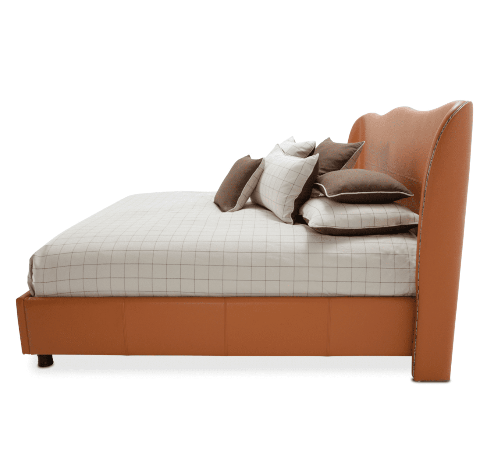 Michael Amini21 cosmopolitan orange Diablo Orange/Umber Cal King Upholstered Wing Bed
