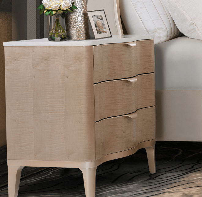Michael AminiAmini MALIBU CREST Nightstand, 3 Drawer Blush