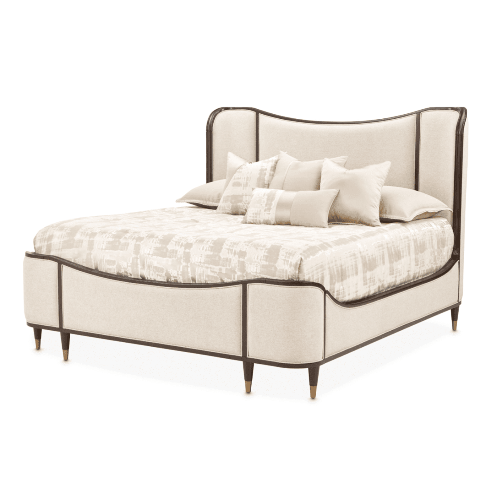 Michael Aminicamellia field pecan Warm Pecan Camellia Field King Upholstered Bed 3pc Warm Pecan