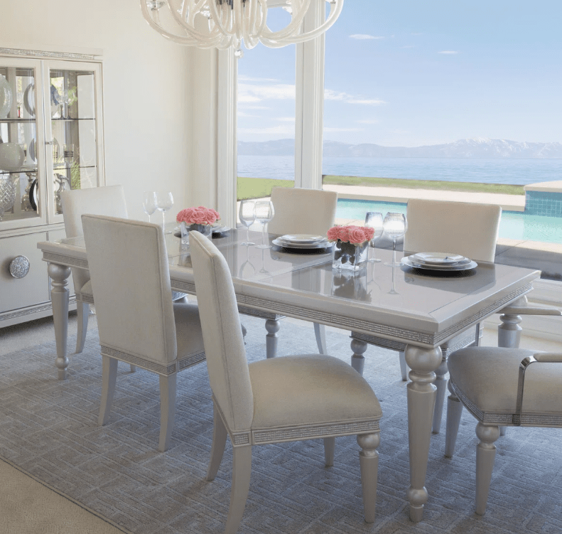 Michael AminiGlimmering Heights Extendable Glass Top Dining Table