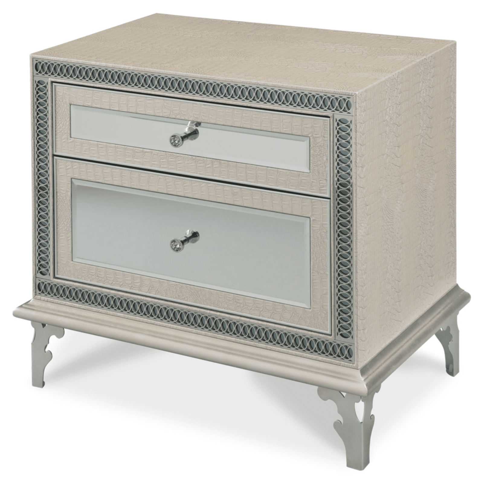 Michael Aminihollywood swank Creamy Pearl Eastern King Upholstered Bed