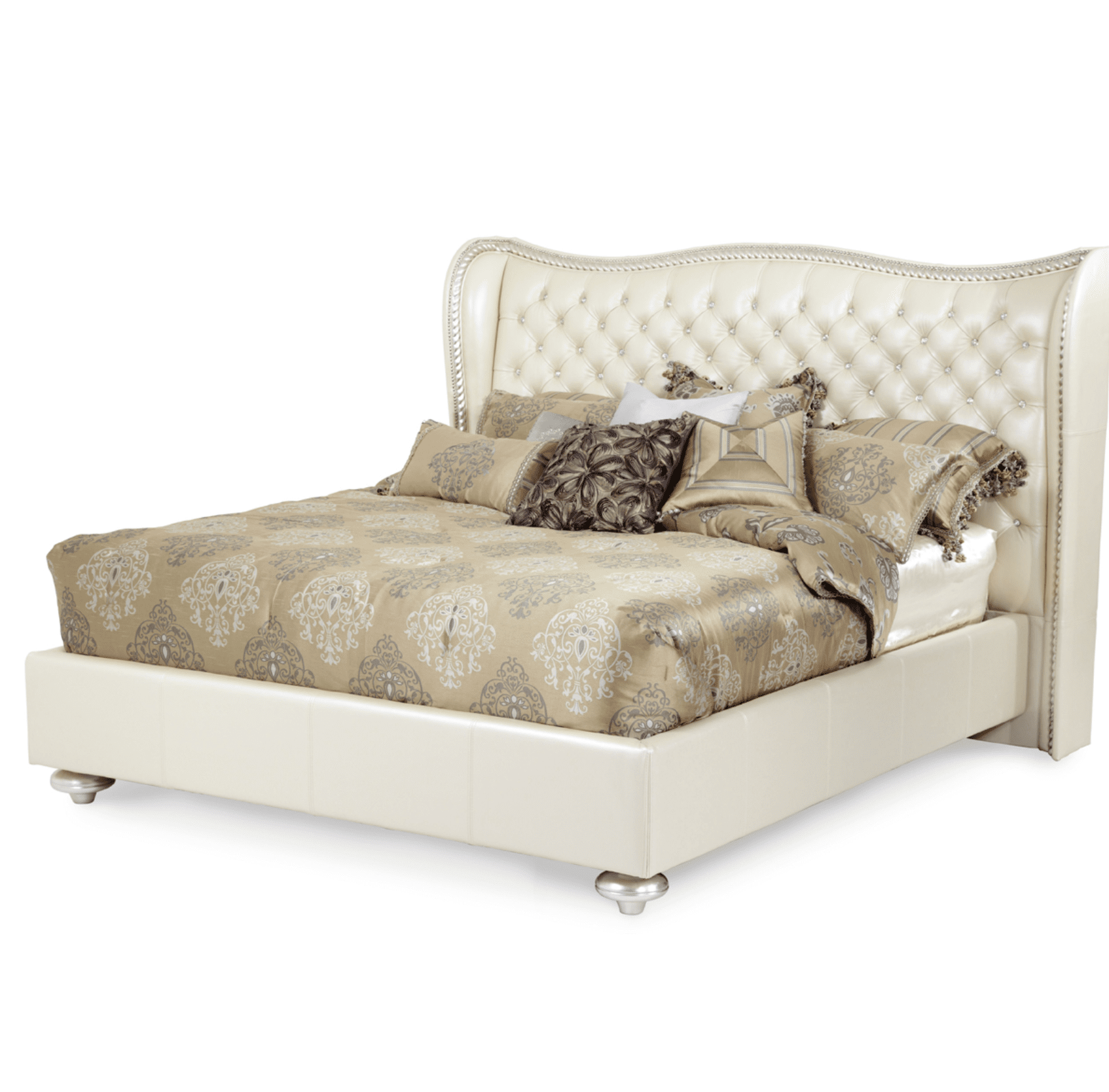 Michael Aminihollywood swank Creamy Pearl Eastern King Upholstered Bed