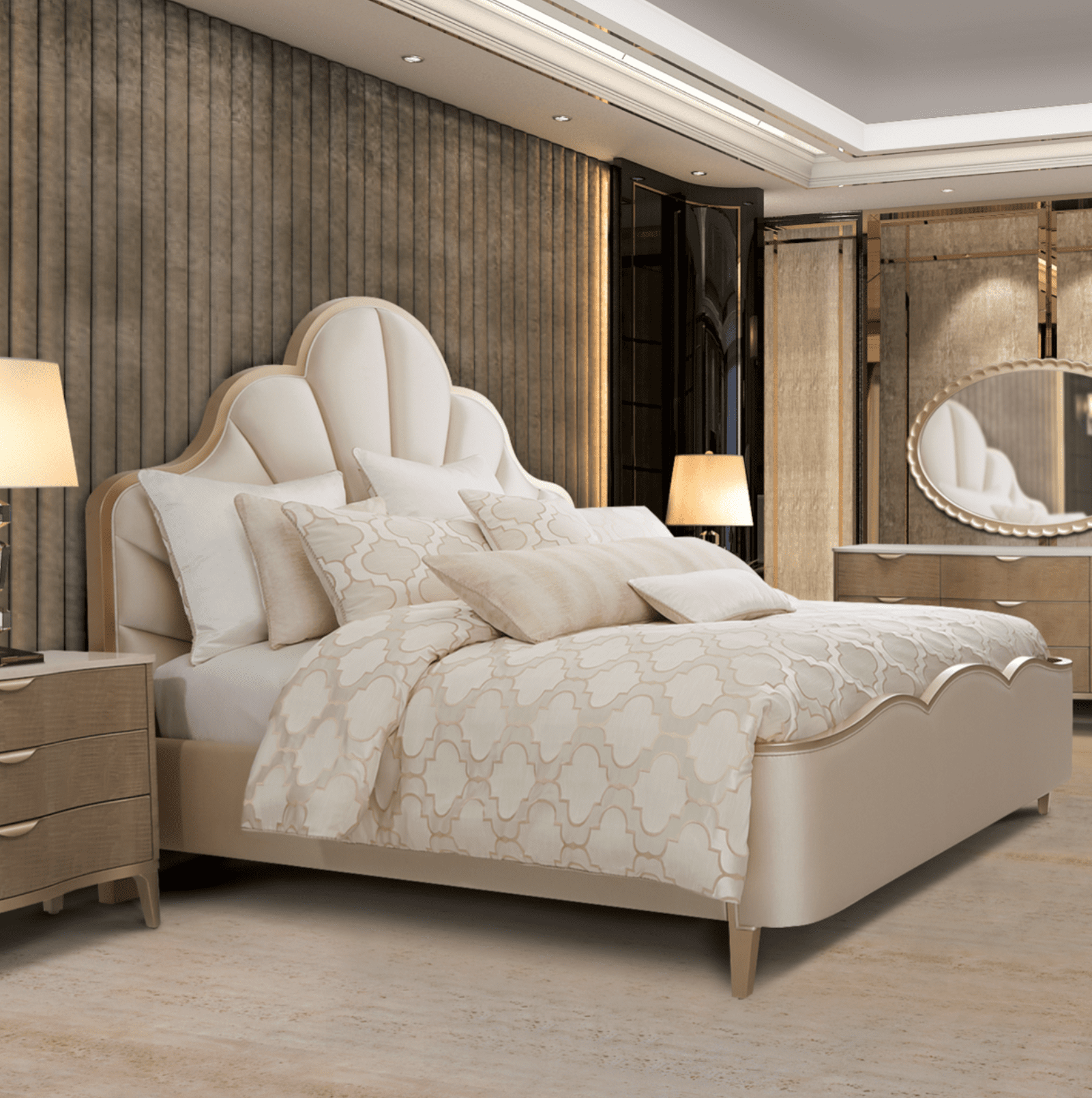 Michael Aminimalibu crest Chardonnay Cal. King Panel Bed