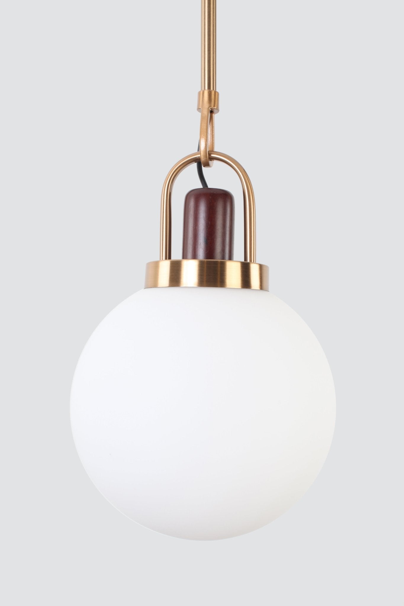 Modern ConceptMid Century Brass Pendant With Wood Accent
