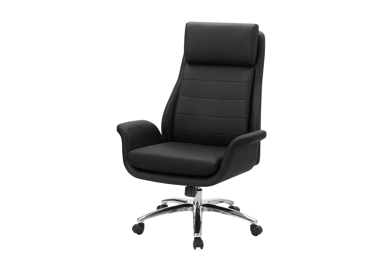 MonarchI 7253 OFFICE CHAIR - BLACK LEATHER-LOOK / HIGH BACK EXECUTIVE