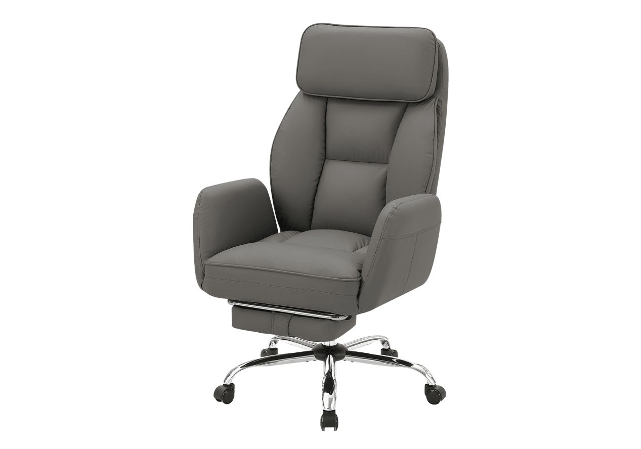 MonarchI 7274 OFFICE CHAIR - DARK GREY LEATHER-LOOK / HIGH BACK EXECUTIVE