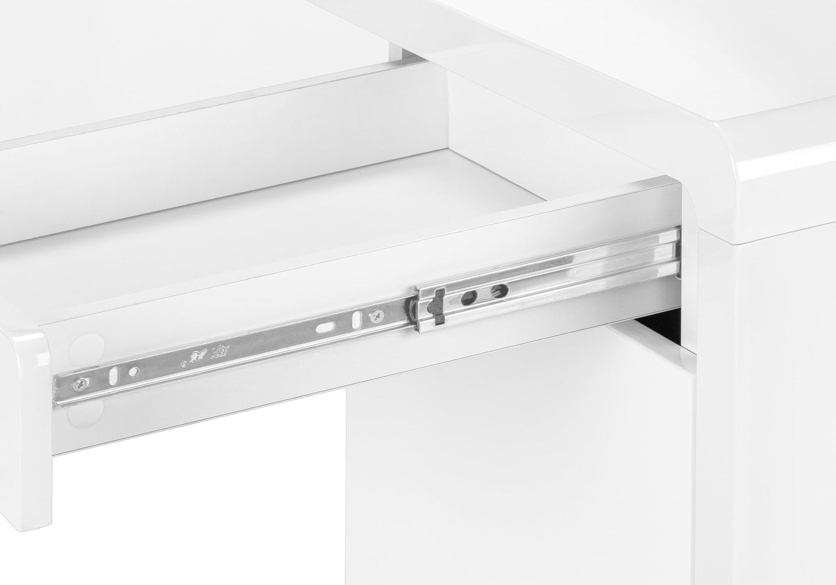 MonarchI 7581 COMPUTER DESK - 60"L / HIGH GLOSSY WHITE L/R FACE DRAWER