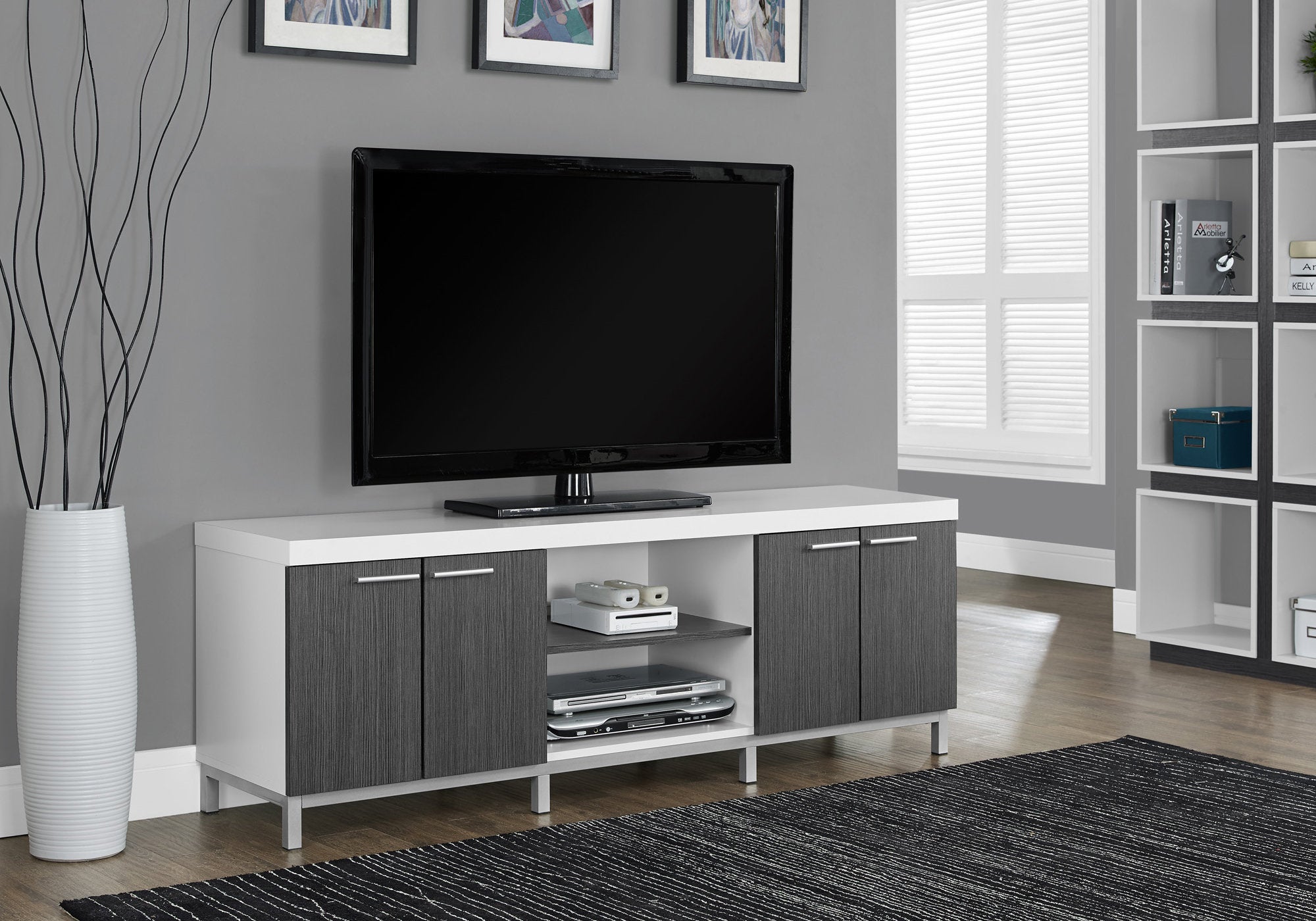 MonarchMonarch 2591 TV STAND - 60"L / WHITE / GREY