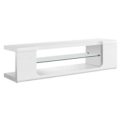 MonarchMonarch - TV STAND - 60"L / HIGH GLOSSY WHITE WITH TEMPERED GLASS
