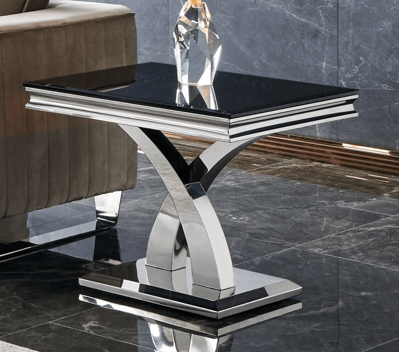 RichwayEnd Table RW - 970ET Black Glass