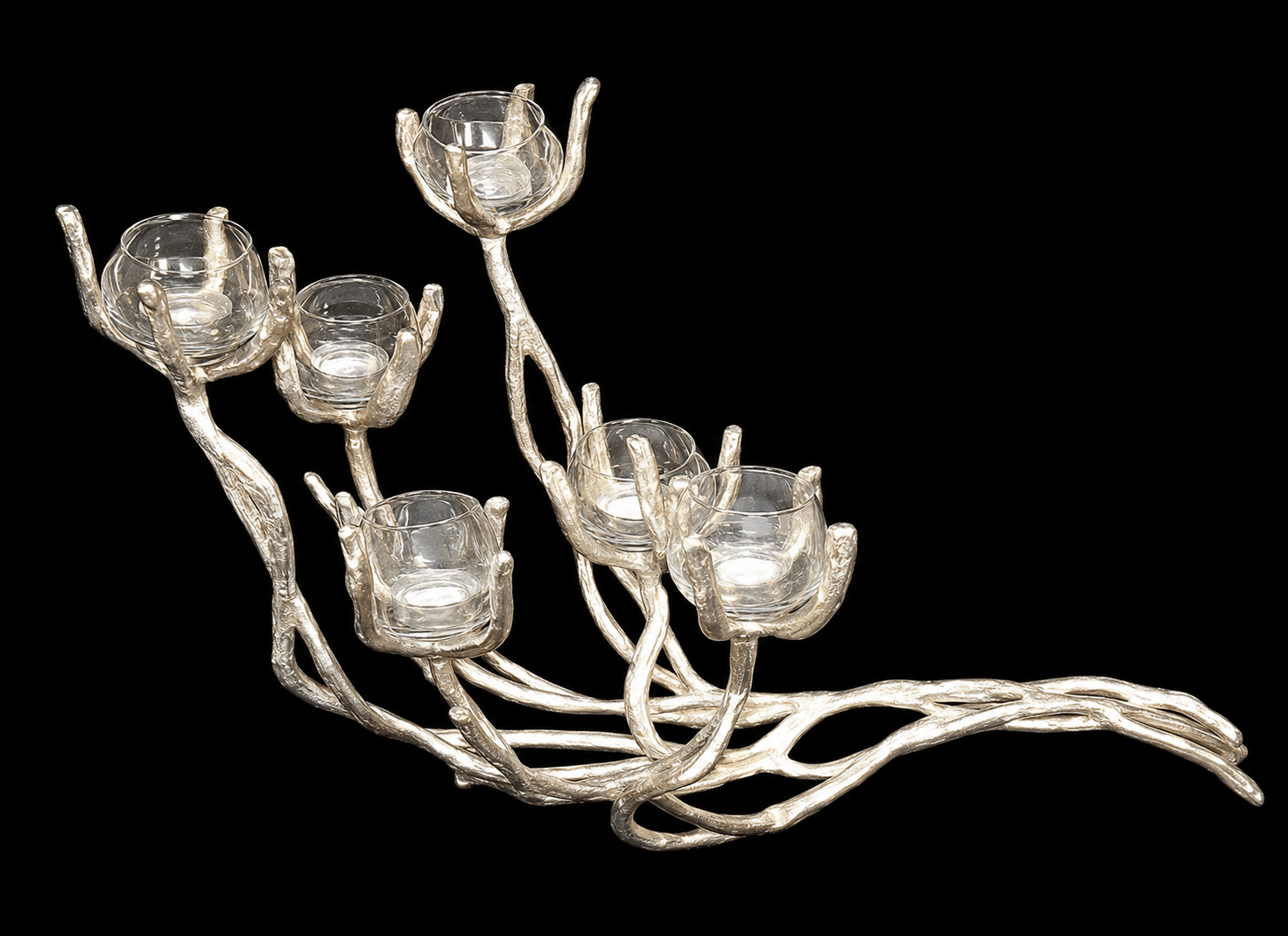 RWMULTI CANDLE HOLDER WITH BROWN LUSTER GLASS