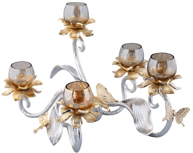 RWMULTI CANDLE HOLDER WITH BROWN LUSTER GLASS