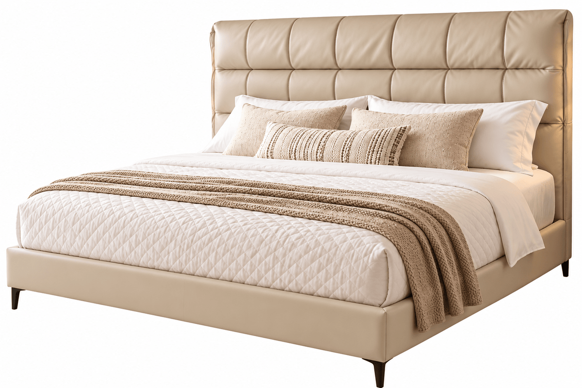 SankouSK Real Leather Headboard Bed