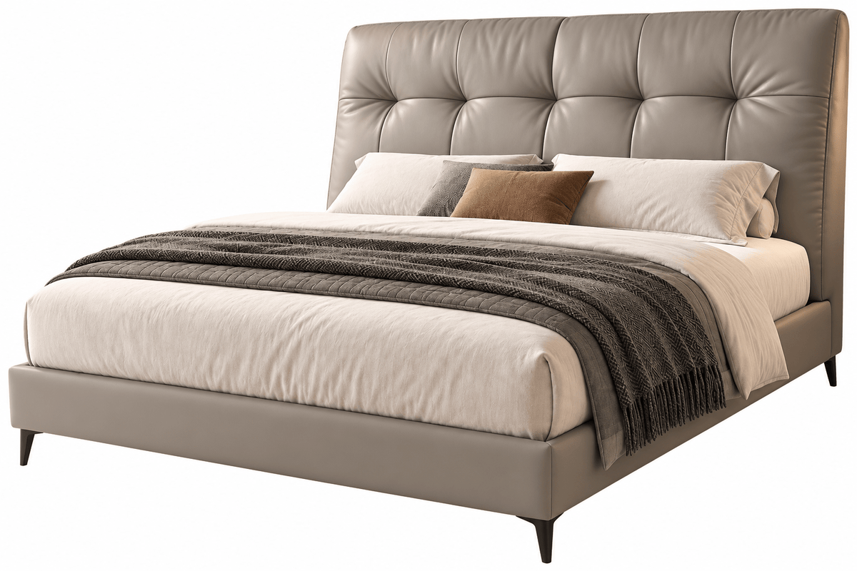 SankouSK Real Leather Headboard Bed