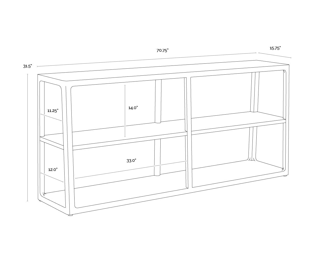 SunpanDoncaster Low Bookcase - Smoke Grey