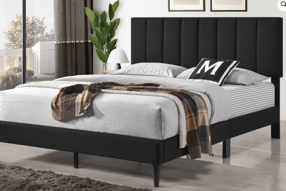 TitusTT T2107 Grey Linen Platform Bead With Adjustable Headboard