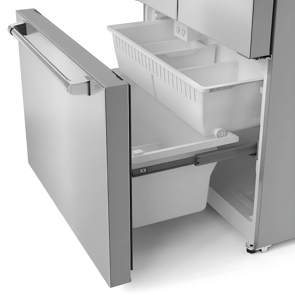 VestaYukon 36" Counter - Depth Stainless Steel French - Door Refrigerator with Bottom - Freezer