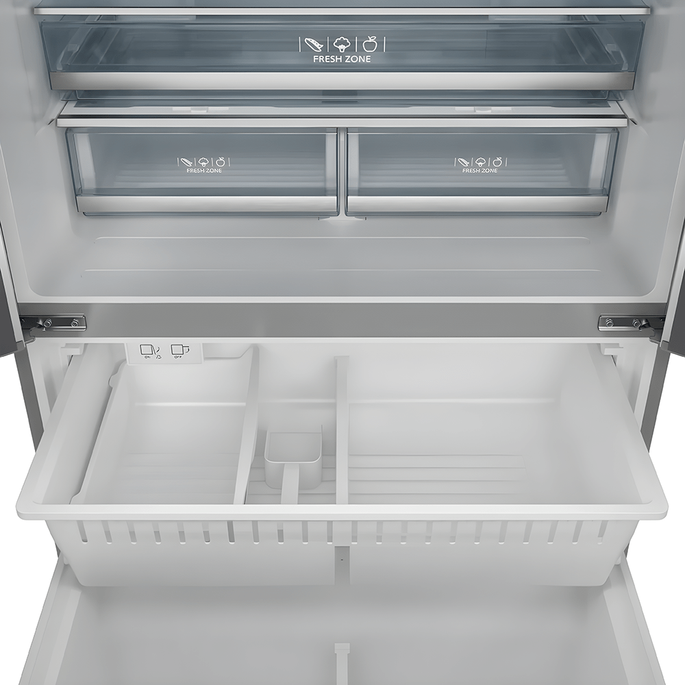 VestaYukon 36" Counter - Depth Stainless Steel French - Door Refrigerator with Bottom - Freezer