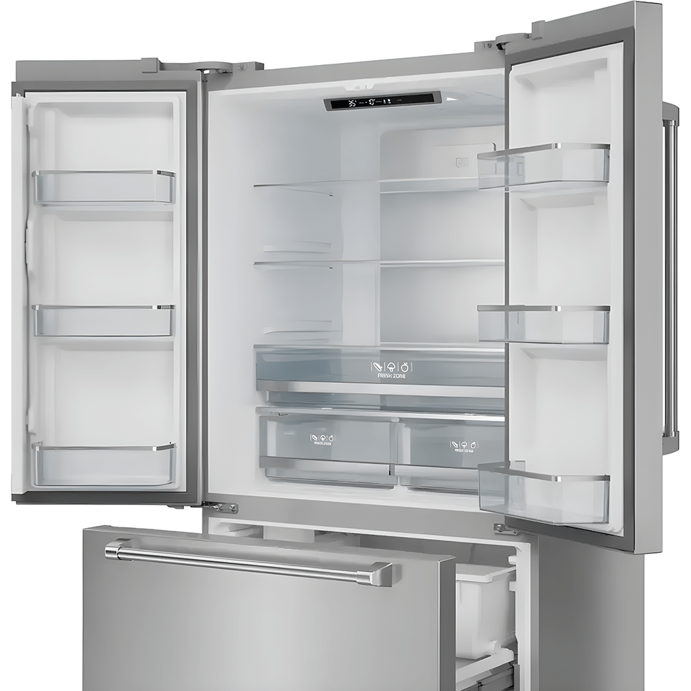 VestaYukon 36" Counter - Depth Stainless Steel French - Door Refrigerator with Bottom - Freezer