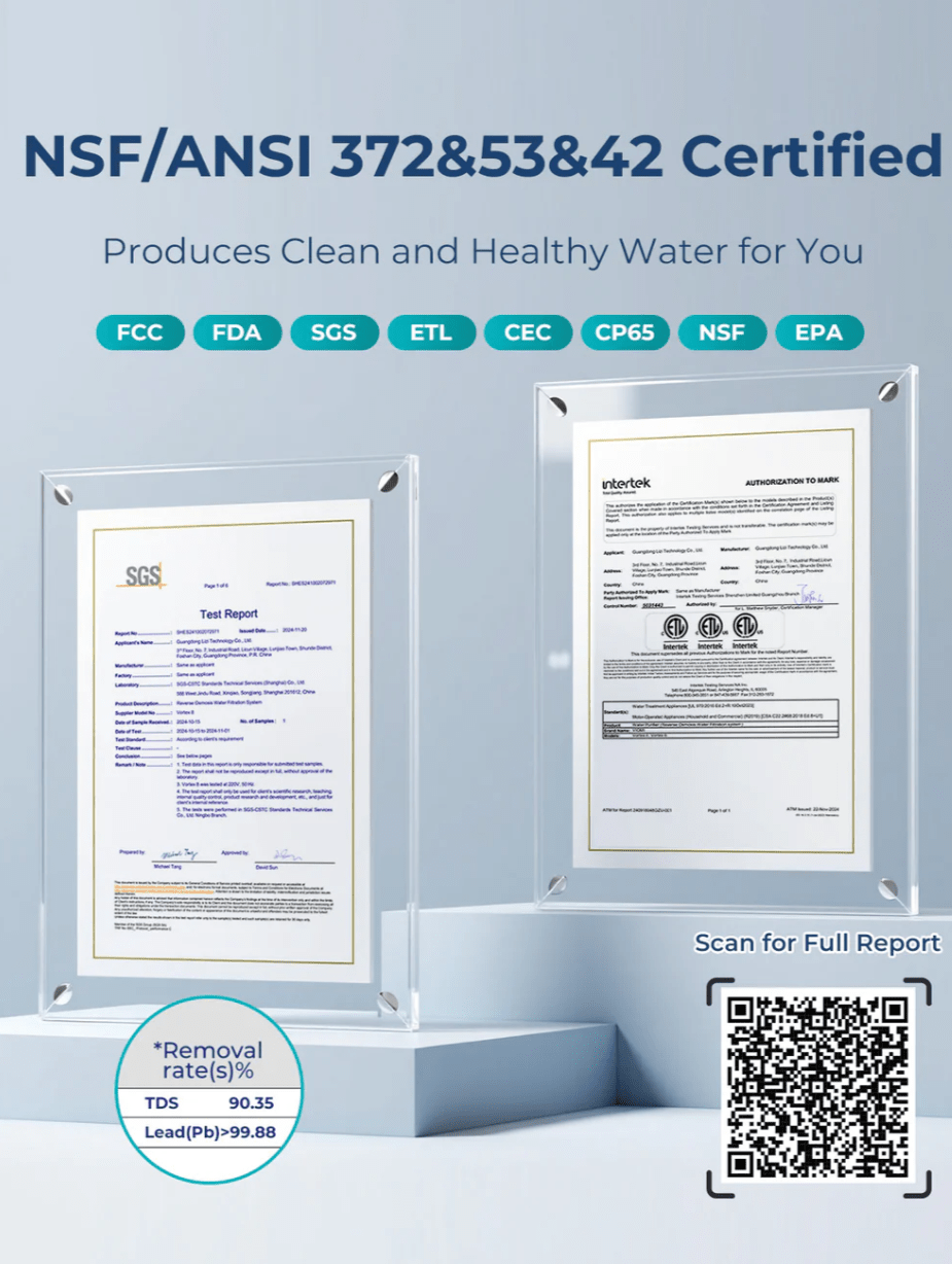 VortexVortex 8 Tankless Under Sink Reverse Osmosis Water Purifier With Extra PCB Filter