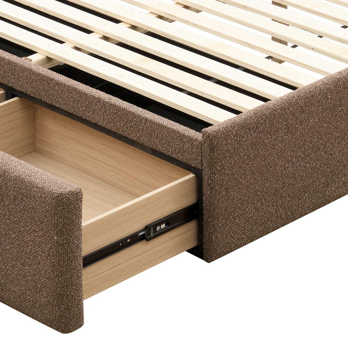 WorldwideAniza Platform Bed with Drawer in Brown