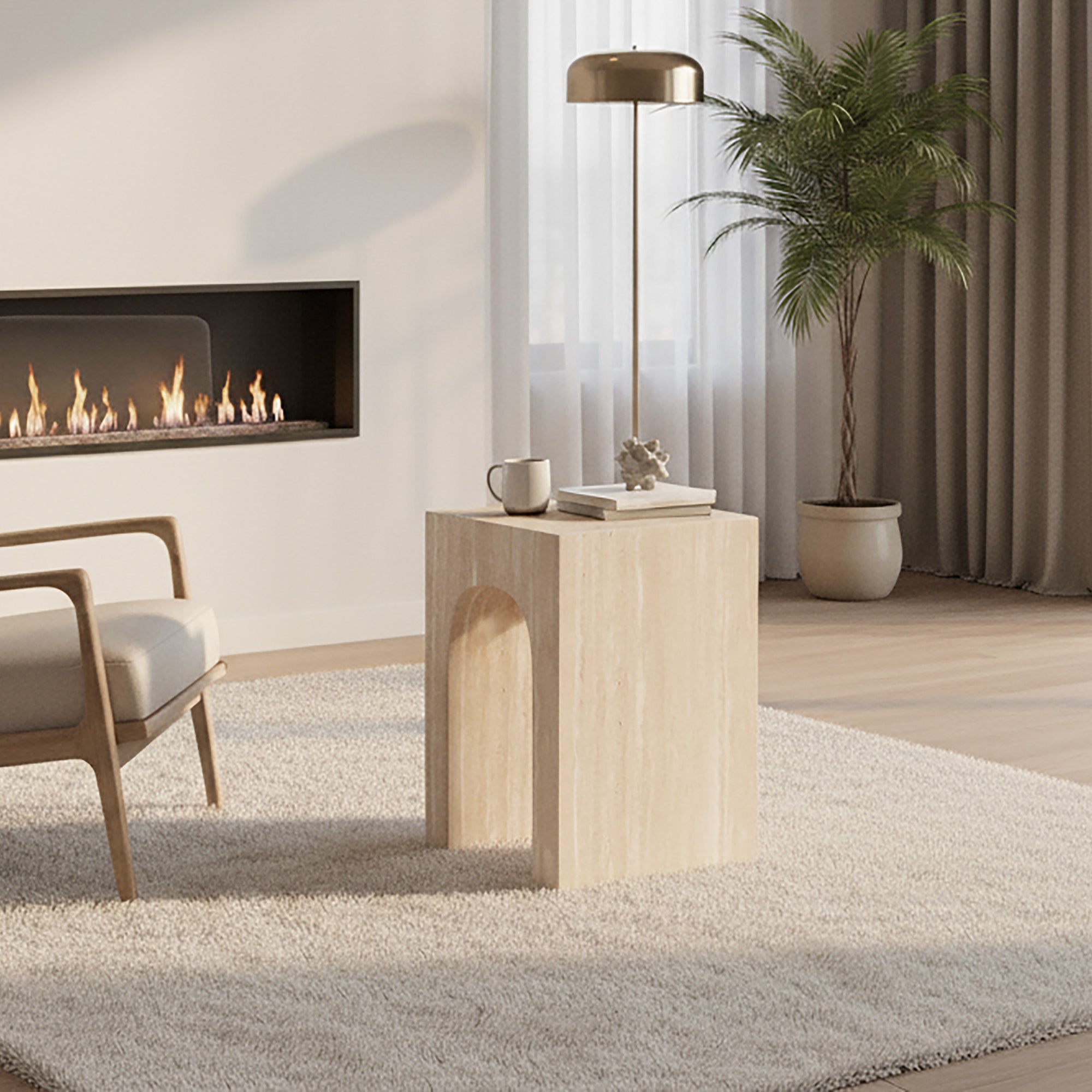 WorldwideATTICUS - ACCENT TABLE - TRAVERTINE