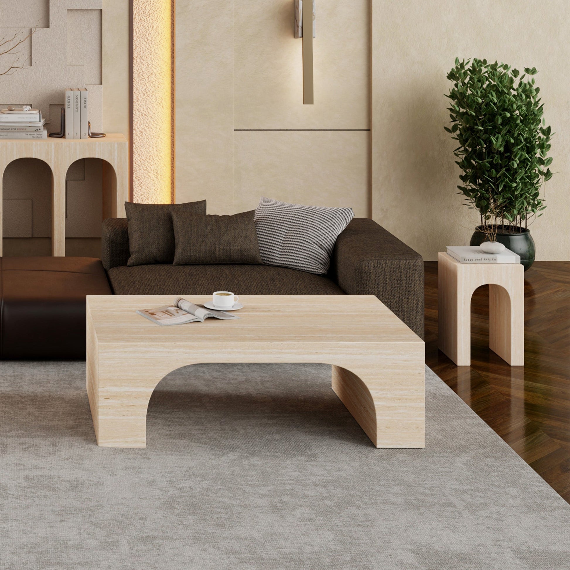 WorldwideATTICUS - COFFEE TABLE - TRAVERTINE