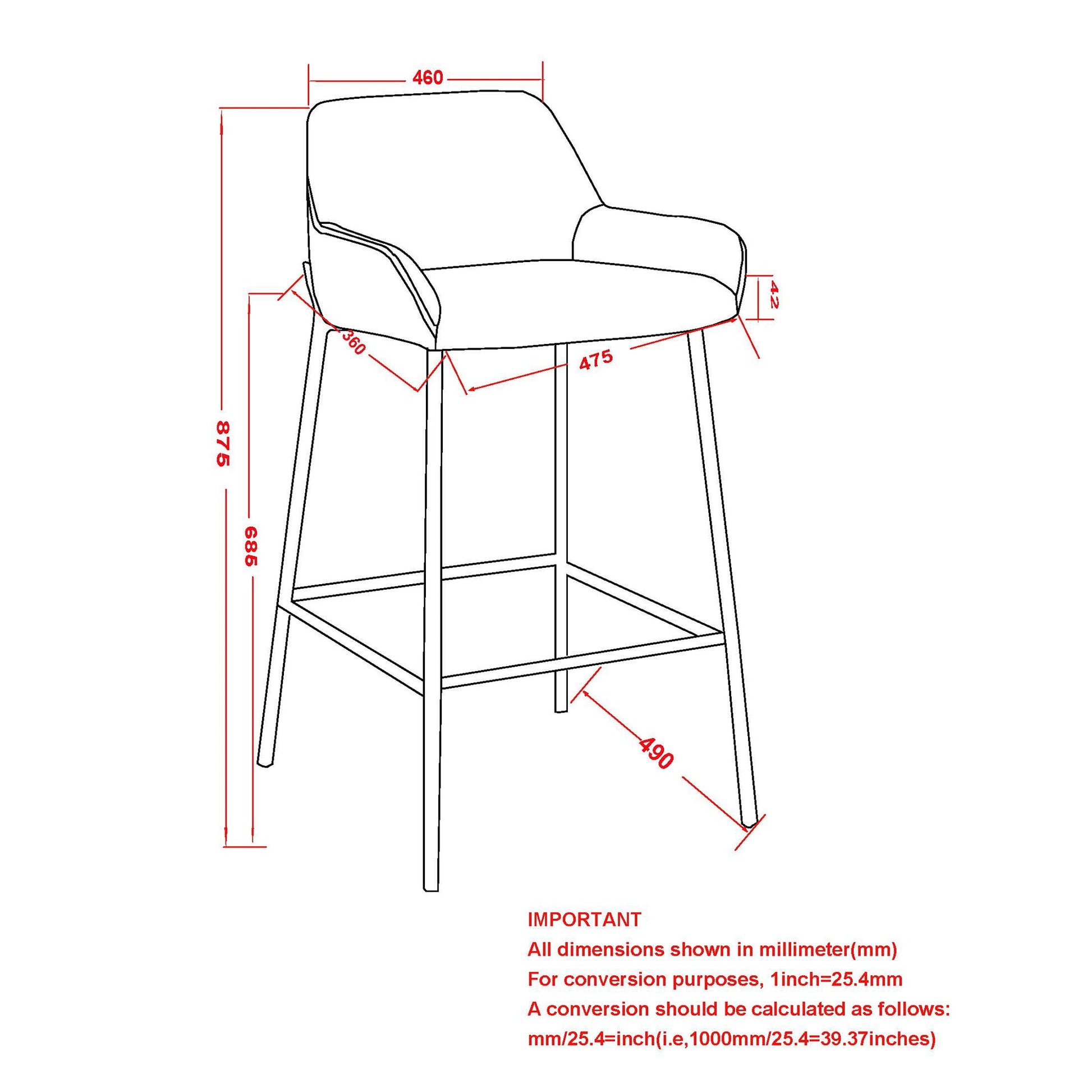 WorldwideBAILY - 26'' COUNTER STOOL - SADDLE PU
