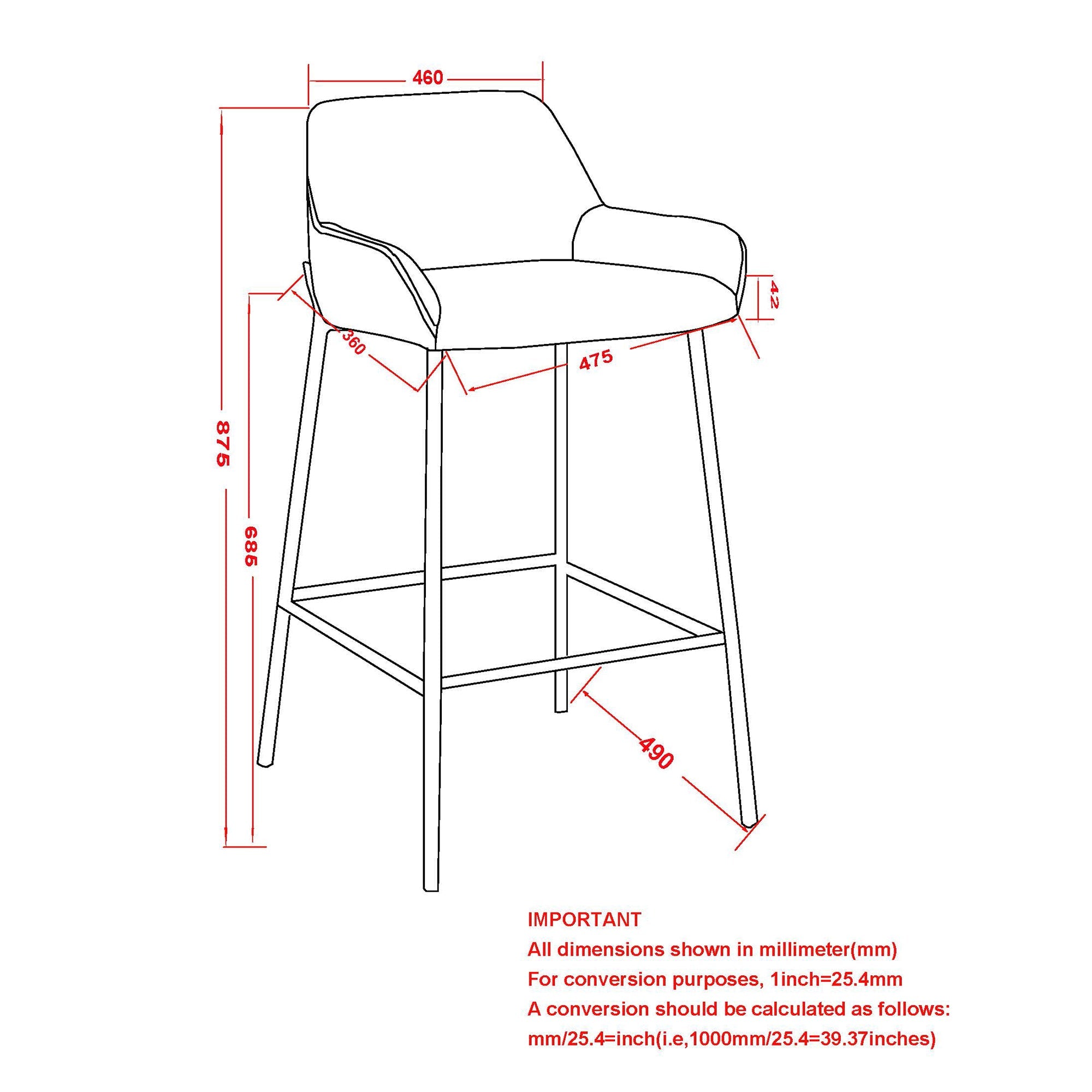 WorldwideBAILY - 26'' COUNTER STOOL - SADDLE PU