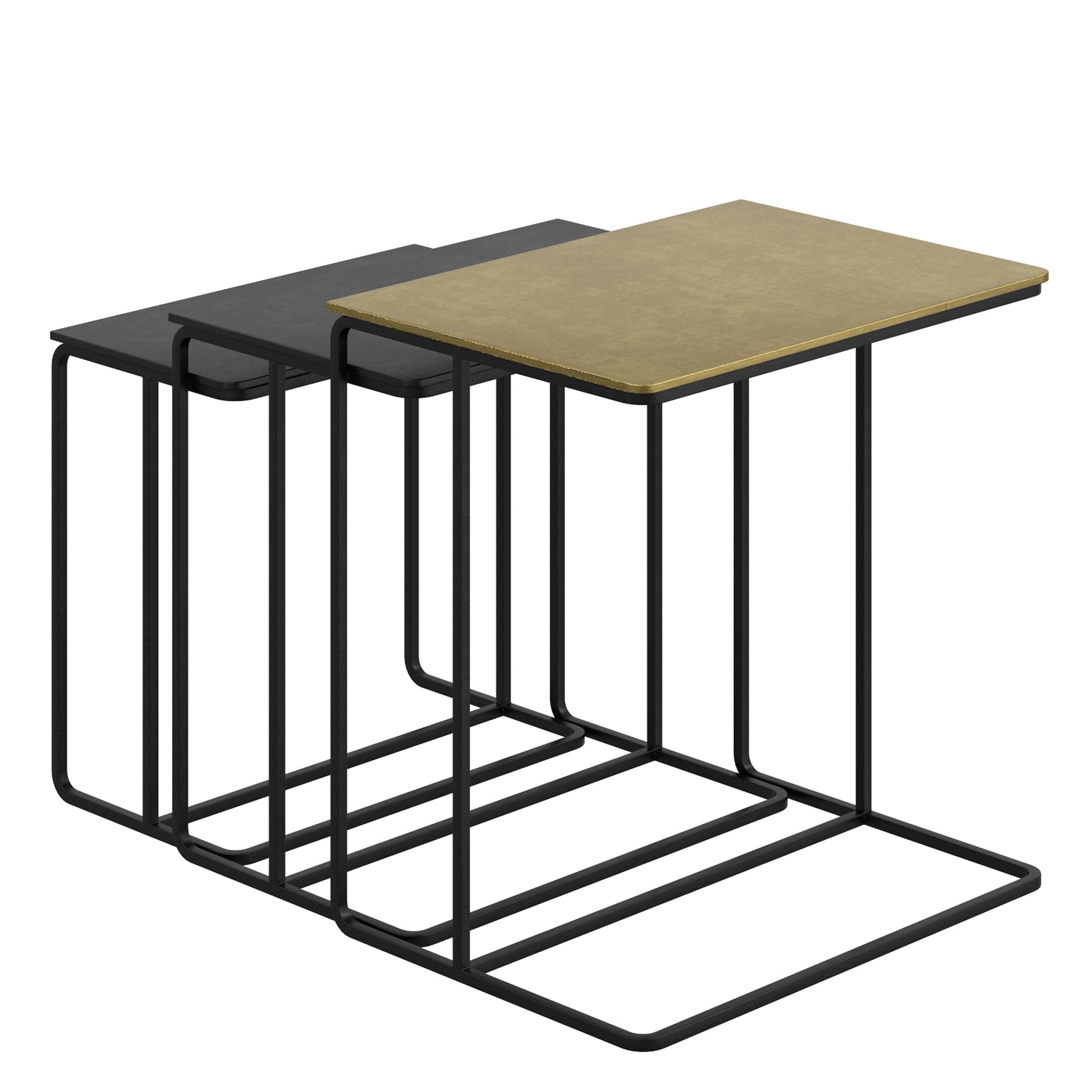WorldwideBRISTOL - 3PC ACCENT TABLE - ANTIQUE GOLD_BLACK