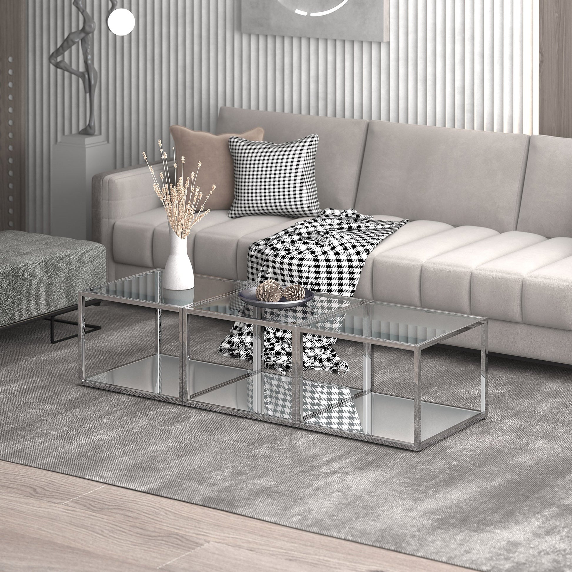 WorldwideCASINI - 3PC COFFEE TABLE SMALL - SILVER
