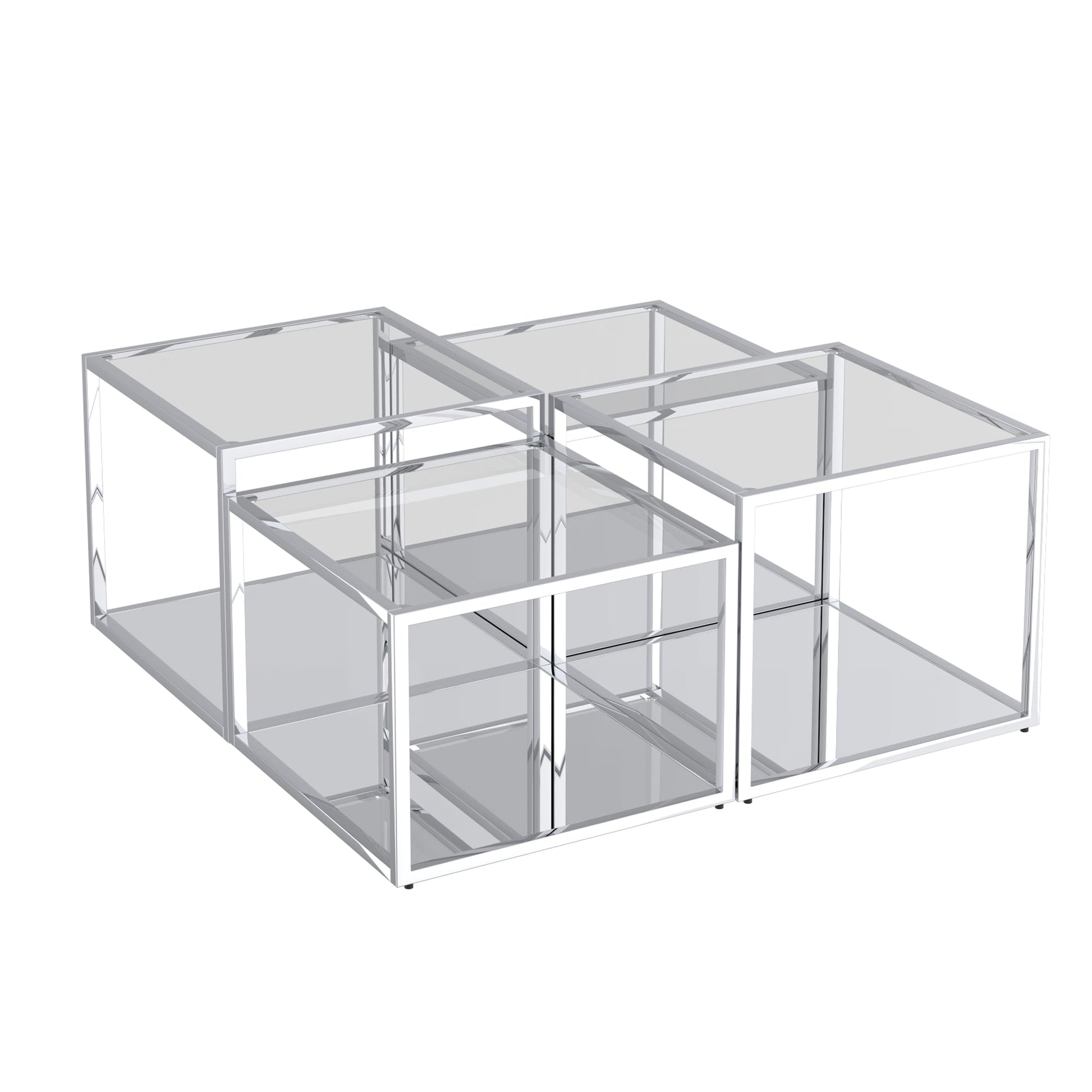 WorldwideCASINI - 4PC MULTI TIER TABLE - SILVER