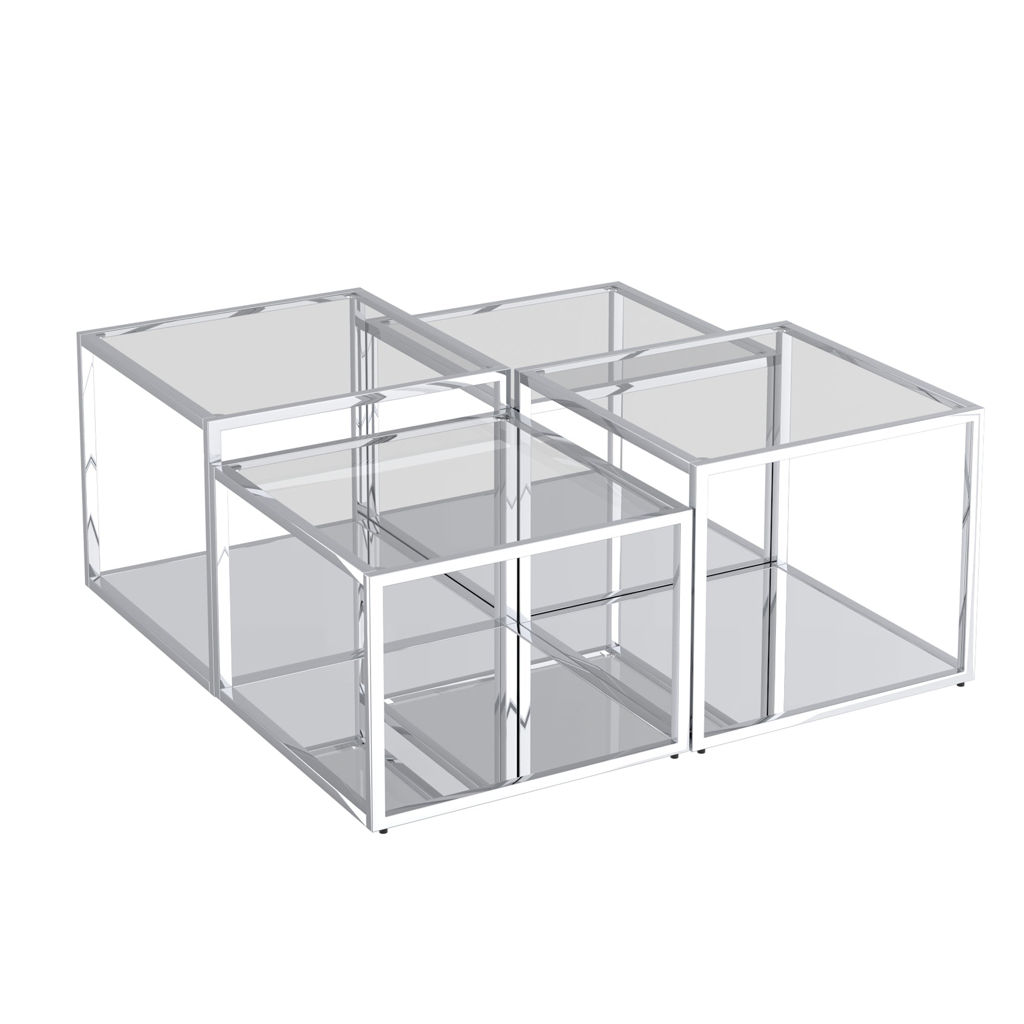 WorldwideCASINI - 4PC MULTI TIER TABLE - SILVER