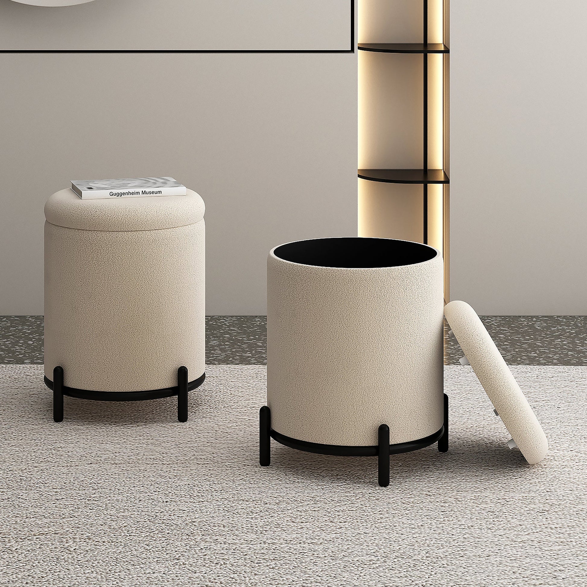 WorldwideCASTOR - STORAGE OTTOMAN - CREAM
